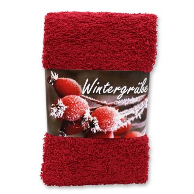 Guest towel 30x50cm "Wintergrüße", bordeaux 