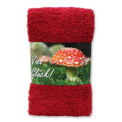 Guest towel 30x50cm "Viel Glück", bordeaux 