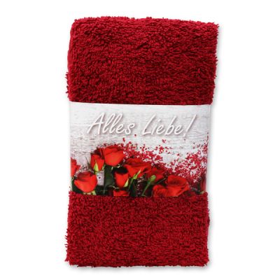 Guest towel 30x50cm "Alles Liebe", bordeaux 
