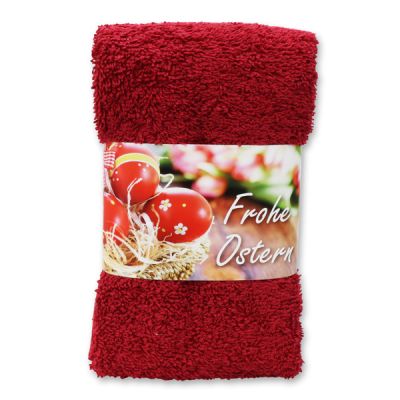 Guest towel 30x50cm "Frohe Ostern", bordeaux 