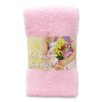 Guest towel 30x50cm "Ich hab dich lieb", pink 