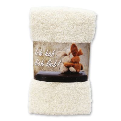 Guest towel 30x50cm "Ich hab dich lieb", beige 