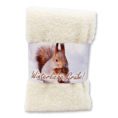 Guest towel 30x50cm "Winterliche Grüße", beige 