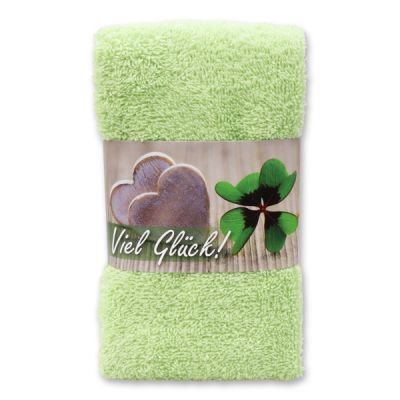 Guest towel 30x50cm "Viel Glück", green 