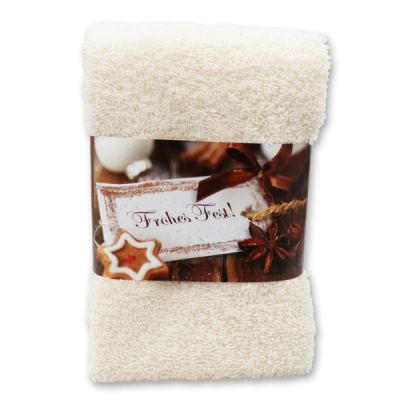 Guest towel 30x50cm "Frohes Fest", beige 