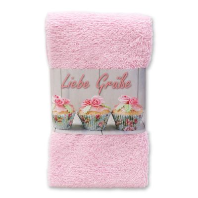 Guest towel 30x50cm "Liebe Grüße", rose 
