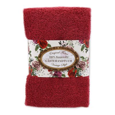 Towel 30x50cm "Vintage motif 139", bordeaux 