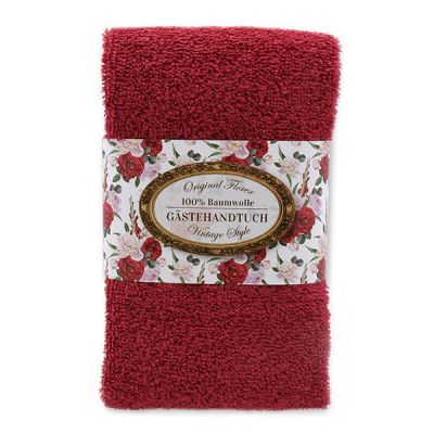 Towel 30x50cm "Vintage motif 190", bordeaux 