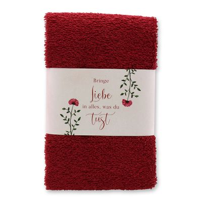 Guest towel 30x50cm "Bringe Liebe in alles...", bordeaux 