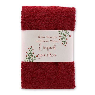 Guest towel 30x50cm "Kein Warum und kein...", bordeaux 