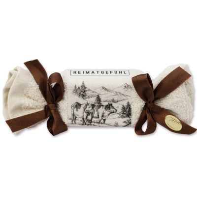 Sheep milk soap 100g in a washcloth "Heimatgefühl", Swiss pine 