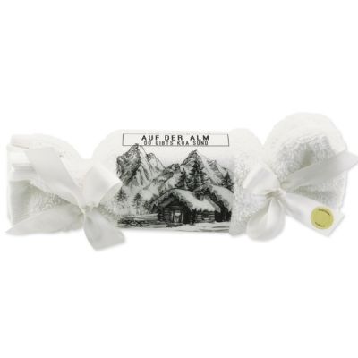 Sheep milk soap 100g in a washcloth "Auf der Alm", Christmas rose white 