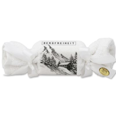 Sheep milk soap 100g in a washcloth "Bergfreiheit", Christmas rose white 