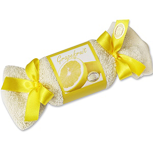 Sheep milk soap in a washing cloth with bows 100g, Grapefruit 