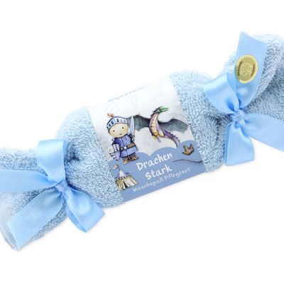 Sheep milk soap square 100g in a washcloth "Drachen Stark", Cloud breeze 