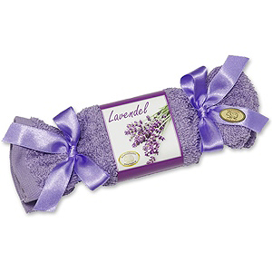 Sheep milk soap in a washing cloth with bows 100g, Lavender 
