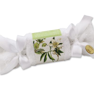Sheep milk soap 100g in a washcloth, Christmas rose white 