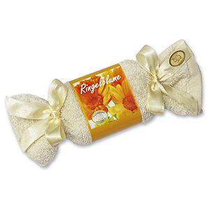 Sheep milk soap in a washing cloth with bows 100g, Marigold 