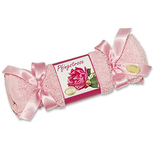 Sheep milk soap in a washing cloth with bows 100g, Peony 