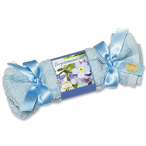 Sheep milk soap in a washing cloth with bows 100g, Forget-me-not 