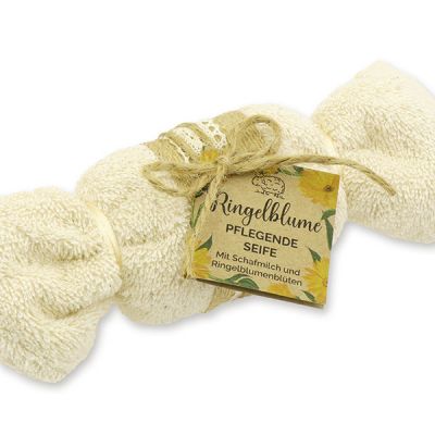 Sheep milk soap 100g in a washcloth "feel-good time", Marigold 