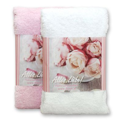 Guest towel 30x50cm "Alles Liebe", white/rose 