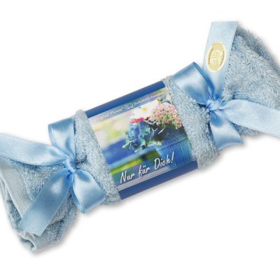 Sheep milk soap 100g in a washcloth "Nur für Dich", Forget-me-not 