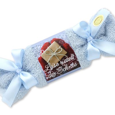Schafmilchseife eckig 100g im Waschlappen "Leise rieselt der Schnee", Schneerose 