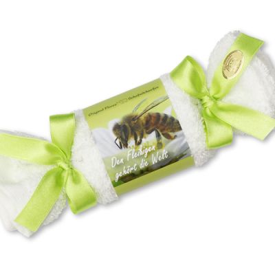 Sheep milk soap 100g in a washcloth "Den Fleißigen gehört die Welt", Classic 