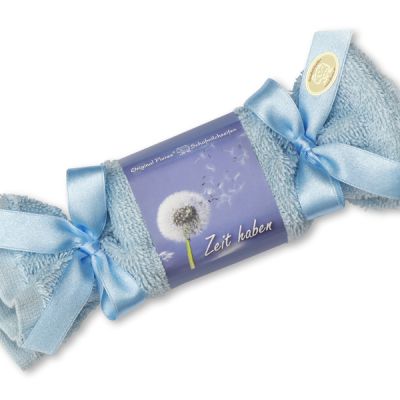 Sheep milk soap 100g in a washcloth "Zeit haben", Forget-me-not 