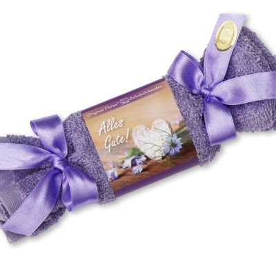 Sheep milk soap 100g in a washcloth "Alles Gute", Viola with herbs 