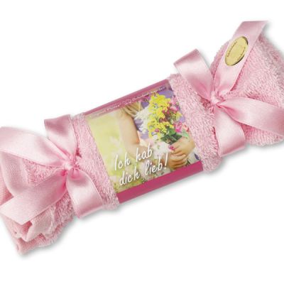 Sheep milk soap 100g in a washcloth "Ich hab dich lieb", Peony 