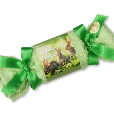 Sheep milk soap 100g in a washcloth "Ein frohes Osterfest", Apple 