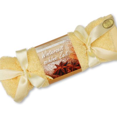 Sheep milk soap 100g in a washcloth "Winterzeit, schöne Zeit", Orange 