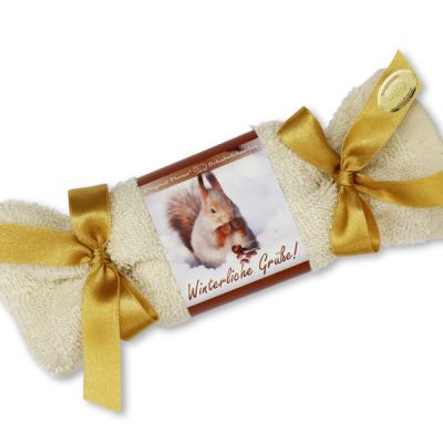 Sheep milk soap 100g in a washcloth "Winterliche Grüße", Classic 