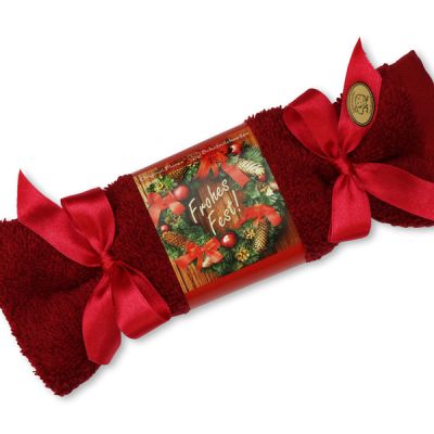 Sheep milk soap 100g in a washcloth "Frohes Fest", Cranberry 