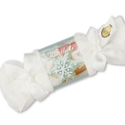 Sheep milk soap 100g in a washcloth "Schneeflocke", Christmas rose white 