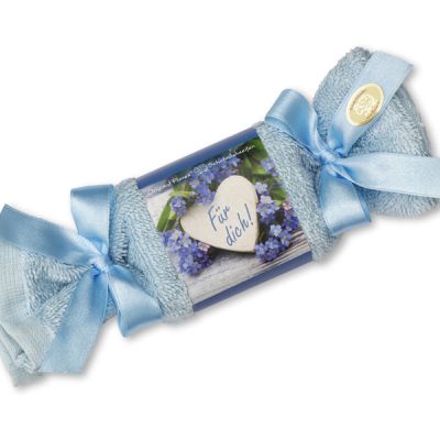 Sheep milk soap 100g in a washcloth "Für dich", Forget-me-not 