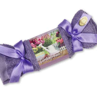 Schafmilchseife eckig 100g im Waschlappenzuckerl "Gartenfreude", Lavendel 