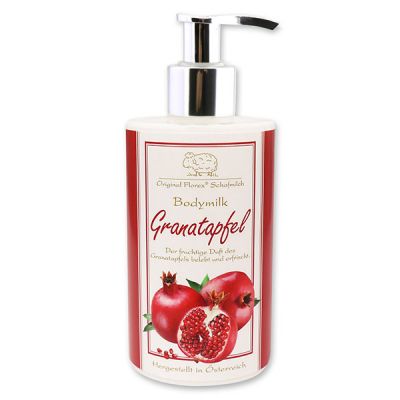 Body milk with organic sheep milk 250ml in a dispenser, Pomegranate 