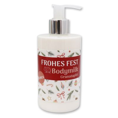 Body milk with sheep milk 250ml in a dispenser "Frohes Fest", Pomegranate 