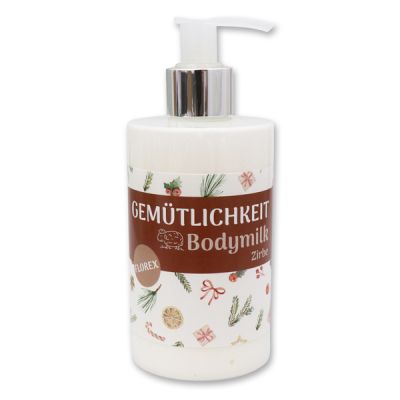 Body milk with sheep milk 250ml in a dispenser "Gemütlichkeit", Swiss pine 