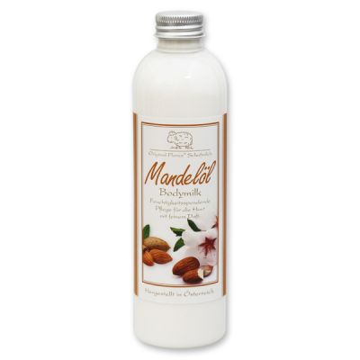 Bodymilk mit biologischer Schafmilch 250ml in der Flasche, Mandelöl 