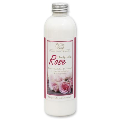 Bodymilk mit biologischer Schafmilch 250ml in der Flasche, Rose 