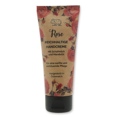 Handcreme mit biologischer Schafmilch 75ml "Wohlfühlzeit", Rose 