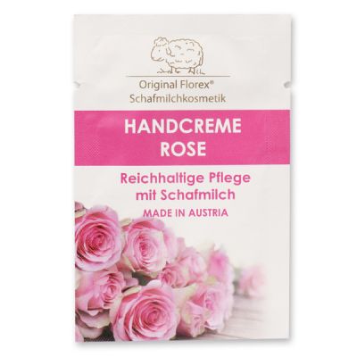 Handcreme mit biologischer Schafmilch 3ml Tester, Rose 