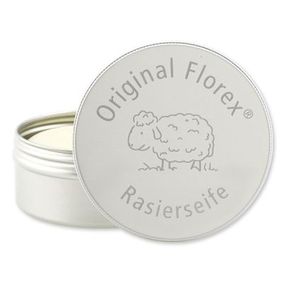 Shaving soap round with sheep milk in a box with laser engraving 100g 