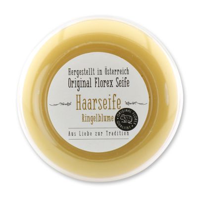 Haarseife mit Schafmilch rund 100g in Dose "Aus Liebe zur Tradition", Ringelblume 