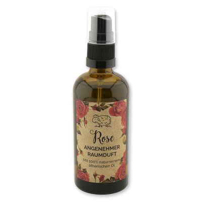 Room scent 100ml in a spray dispenser, with 100% essential oil "feel-good time", Rose 