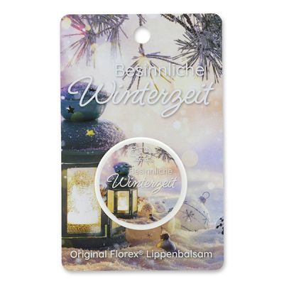 Lip balm 10ml with a card "Besinnliche Winterzeit", Christmas rose white 